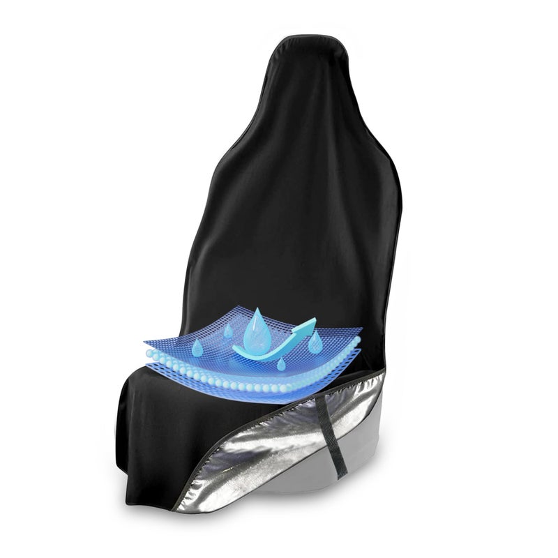 Waterproof SeatShield EliteSport Front Seat Cover, Universal Fit Waterproof, Sweatproof, Odor-Resistant, and Machine Washable Car Seat Protector with Non-Slip Underlayer for Pet, Travel, and Outdoor Adventure, Black - Image 1